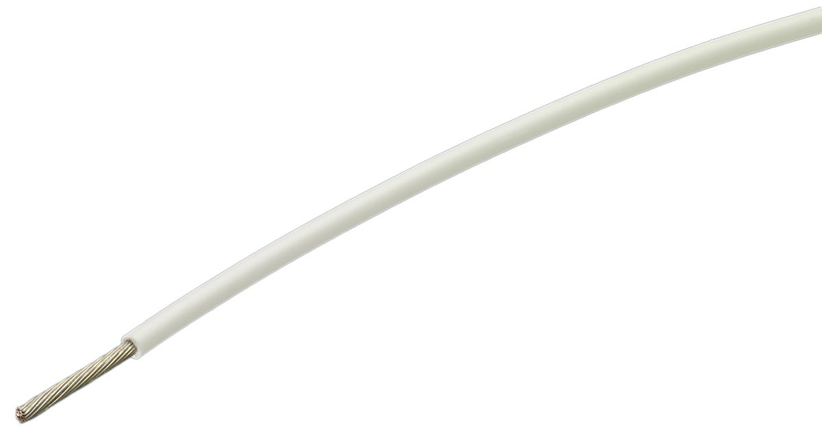 TE Connectivity FlexLite Series White 1 mm² Equipment Wire, 17 AWG, 19/0.25 mm, 100m, Polyolefin Insulation