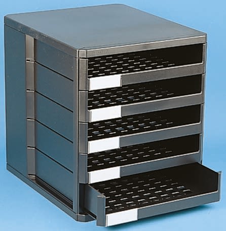 Esselte Black 5 Compartment A4 Archive Box, H330mm x W270mm x D340mm