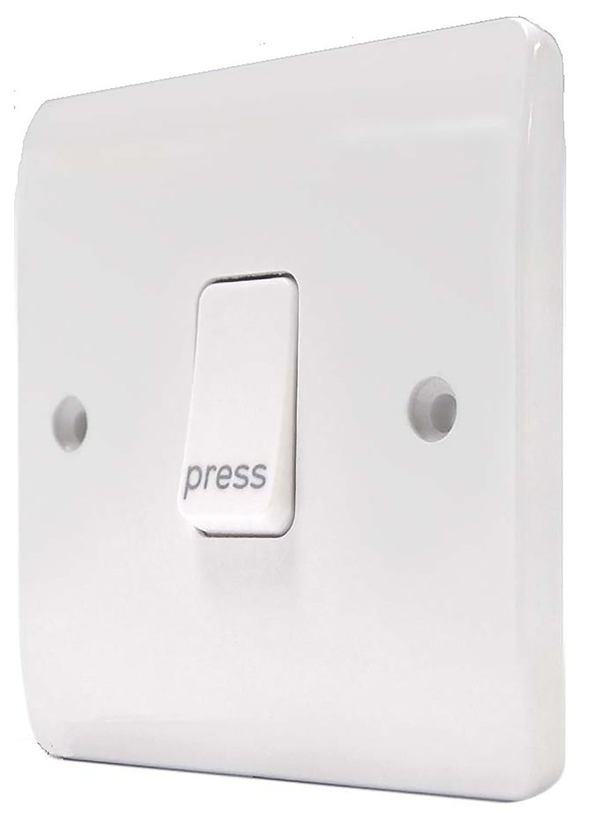 MK Electric White Push Button Light Switch, 2 Way, 1 Gang, Logic Plus