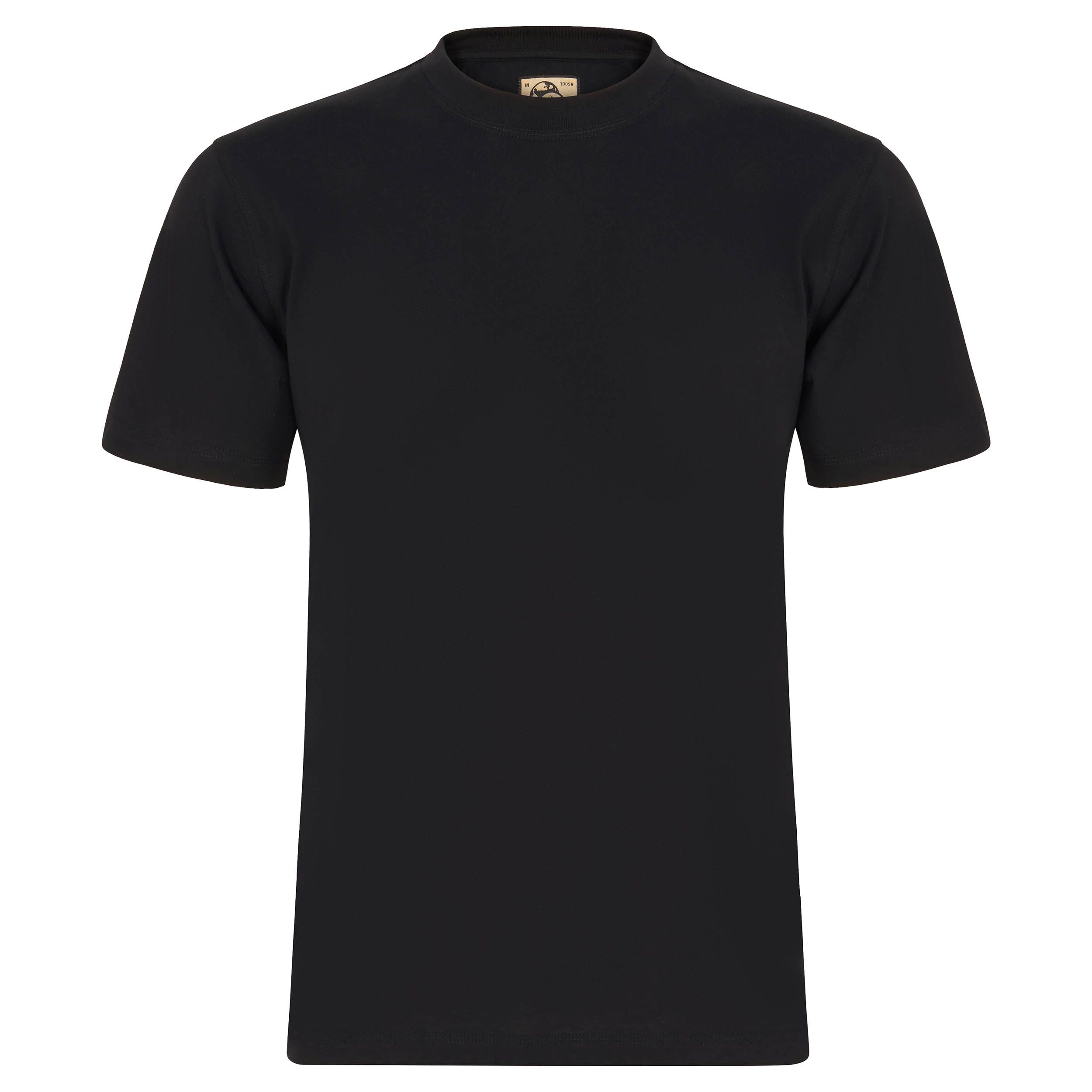 Orn Black Cotton, Recycled Polyester Short Sleeve T-Shirt, UK- M, EUR- M
