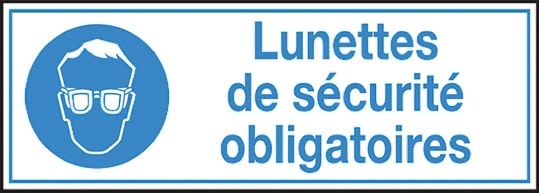 Brady Gebotszeichen "Lunettes de sécurité obligatoires" mit Piktogramm: Augenschutz, PET selbstklebend, Französisch, B