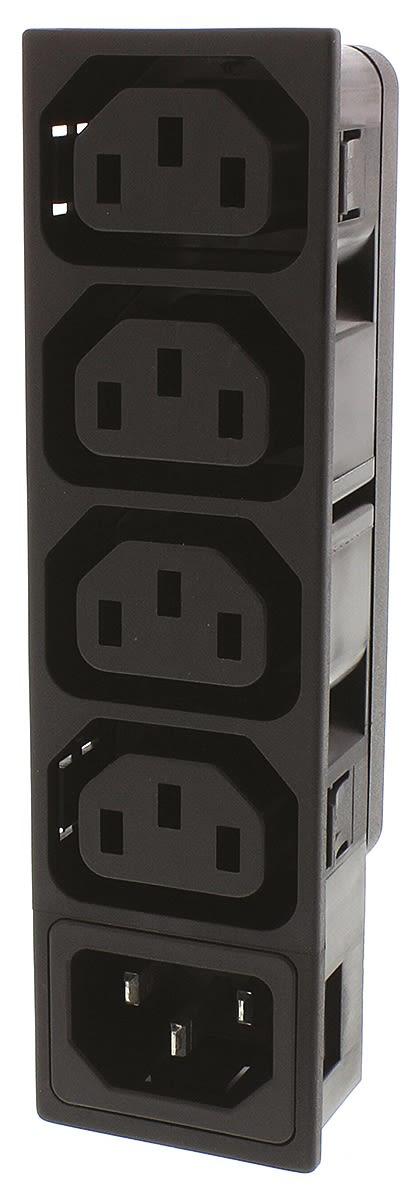 Schurter C13 x 4, C14 x 1 Panel Mount IEC Connector Socket, Plug, 10A, 250 V