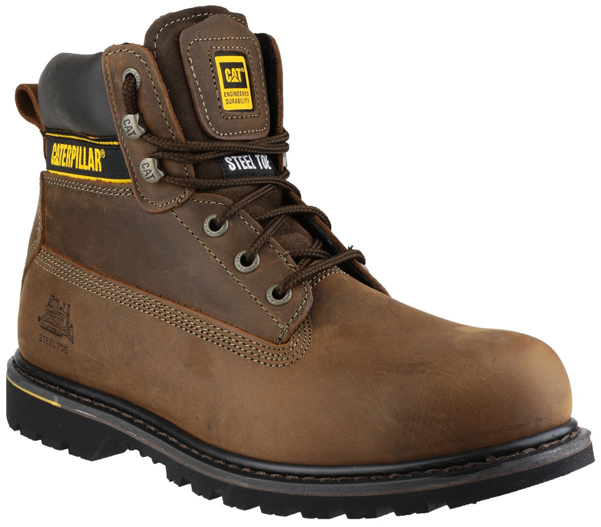 CAT Holton Brown Steel Toe Capped Mens Safety Boots, UK 9, EU 43