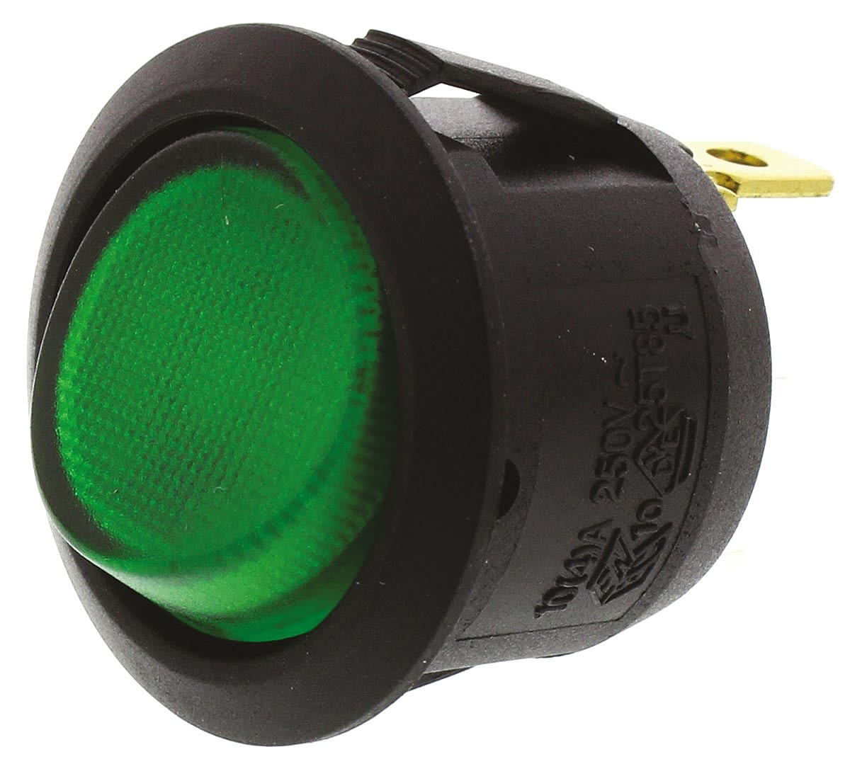 Kolébkový spínač osvětlený, barva ovladače: Zelená Jednopólový jednopolohový (SPST) Zap-vyp 10 A