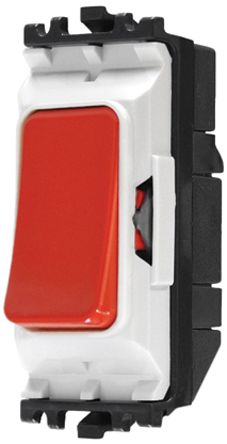 MK Electric Red Rocker Light Switch, 1 Way, 1 Gang, Grid Plus