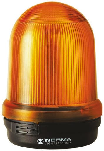 Werma BM 827 Series Yellow Flashing Beacon, 230 V ac/dc, Surface Mount, Incandescent Bulb, IP65
