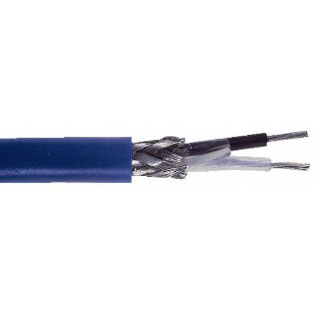 Belden Twinaxial kabel, Blå Polyvinylklorid (PVC) kappe, 78 Ω, 64,616 pF/m, 11 dB/100 ft ved 200 MHz, 16 dB/100 ft