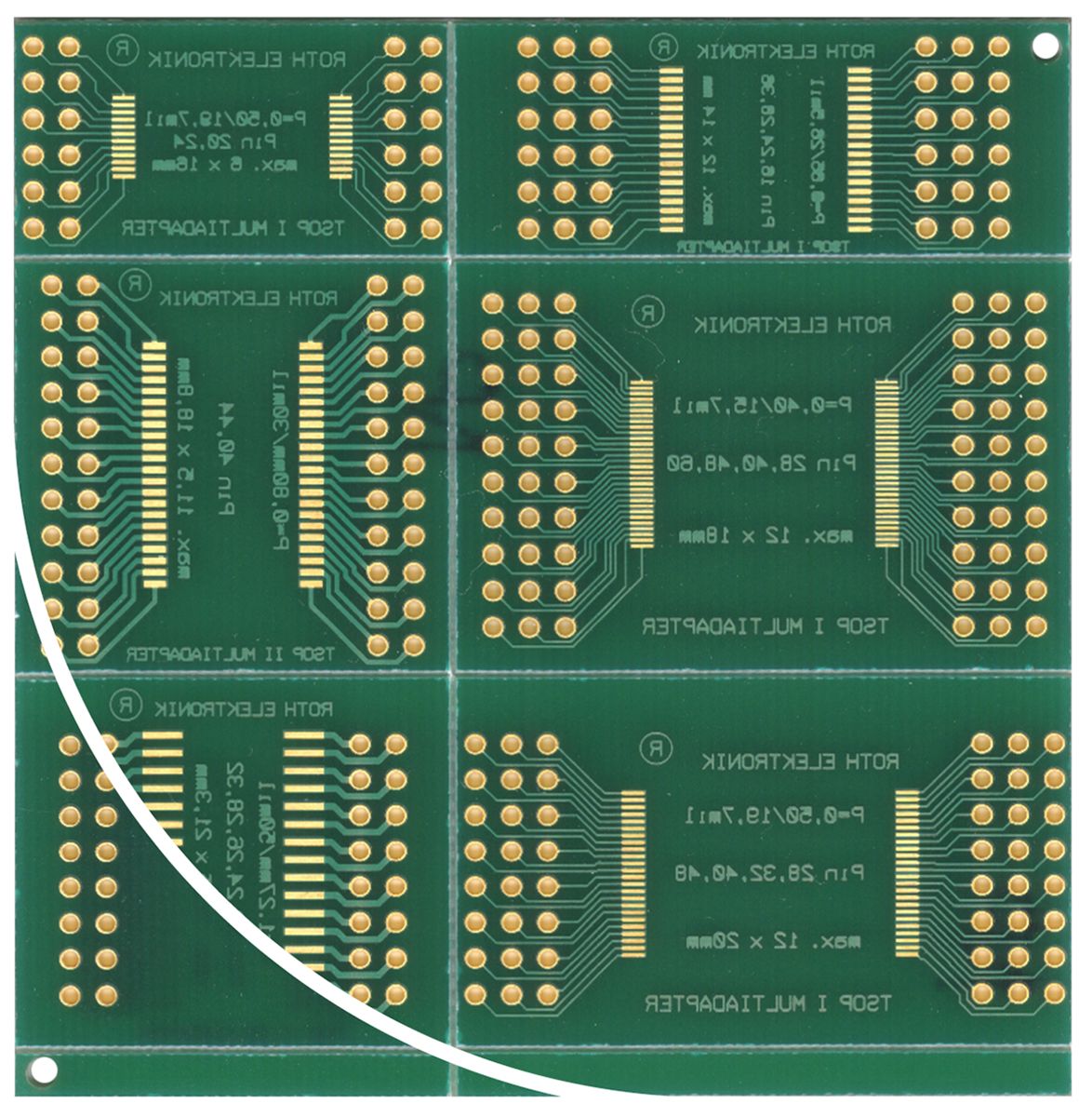 RE900, Double Sided Extender Board Multi Adapter Board FR4 76.2 x 72.6 x 1.5mm
