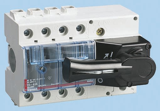 Legrand 3P Pole Isolator Switch - 63A Maximum Current, IP55