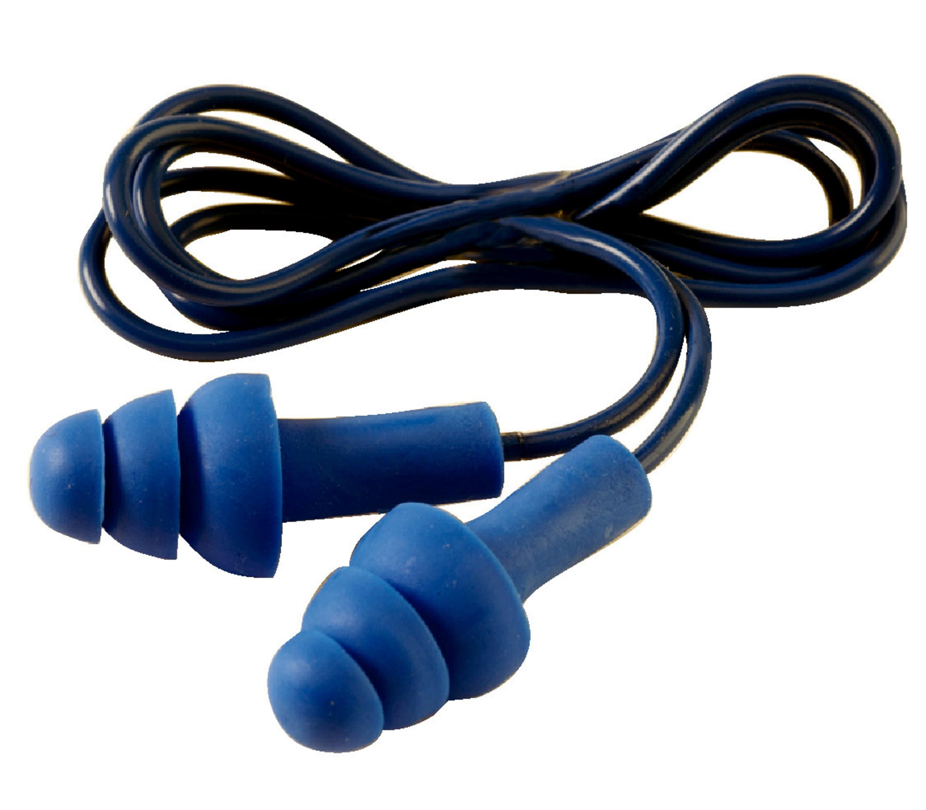 3M E.A.R Tracers Corded Reusable Ear Plugs, 32dB, Blue, 50 Pairs per Package