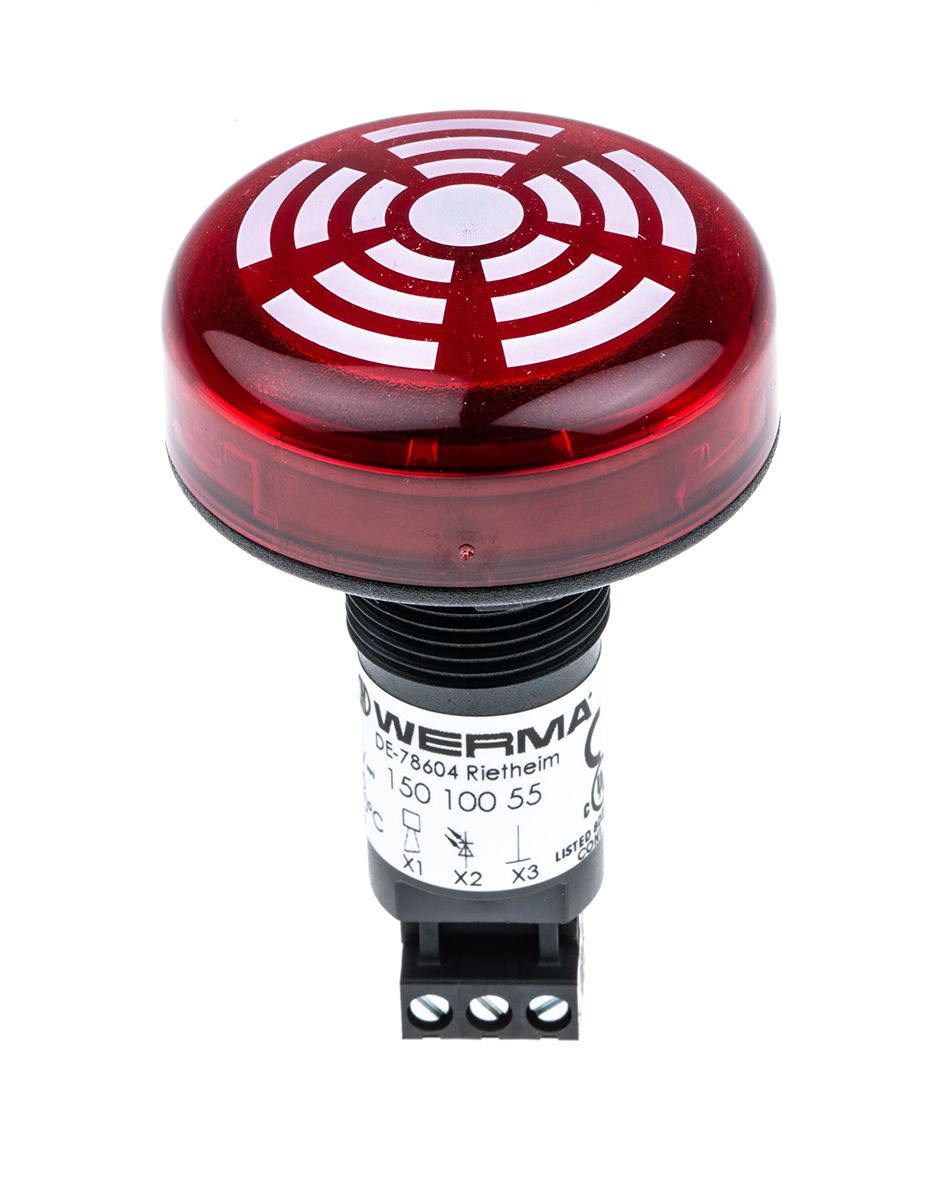 Werma 150 Series Red Buzzer Beacon, 24 V, IP65, Panel Mount, 80dB at 1 Metre