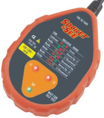 Socket & See SOK 50 LED Steckdosentester mit akustischem Alarm, 110V ac 3-Pin / 16A