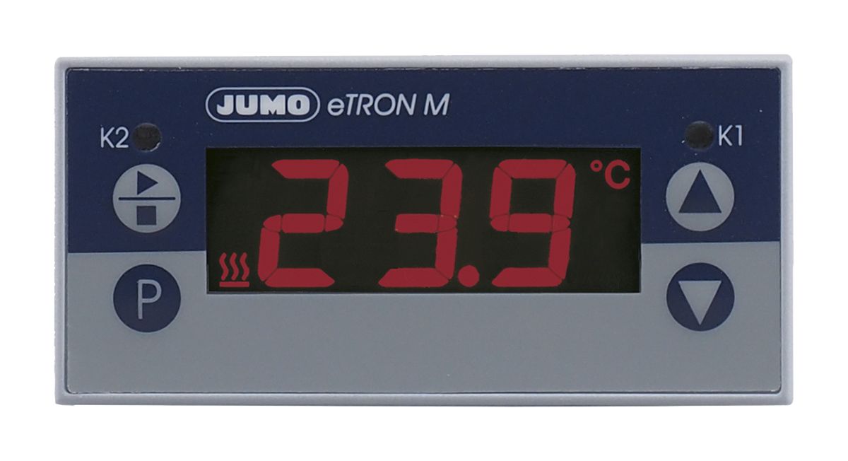 Termostato Jumo serie eTRON, 230 V ac PT100, Pt1000, KTY2x-6, Fe-CuNi, NiCr-ni, 0 a 20mA, 0 a 10V, 2 salidas 1 contacto