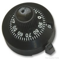 Vishay 22.2mm Black Potentiometer Knob for 6.35mm Shaft Splined, 18A21B010