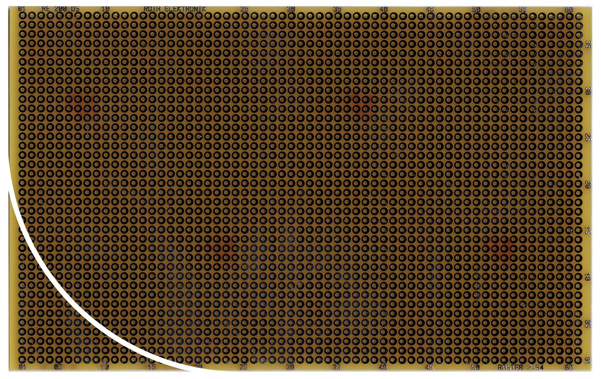 Roth Elektronik Double Sided Matrix Board FR4 With 38 x 61 1mm Holes, 2.54 x 2.54mm Pitch, 160 x 100 x 1.5mm