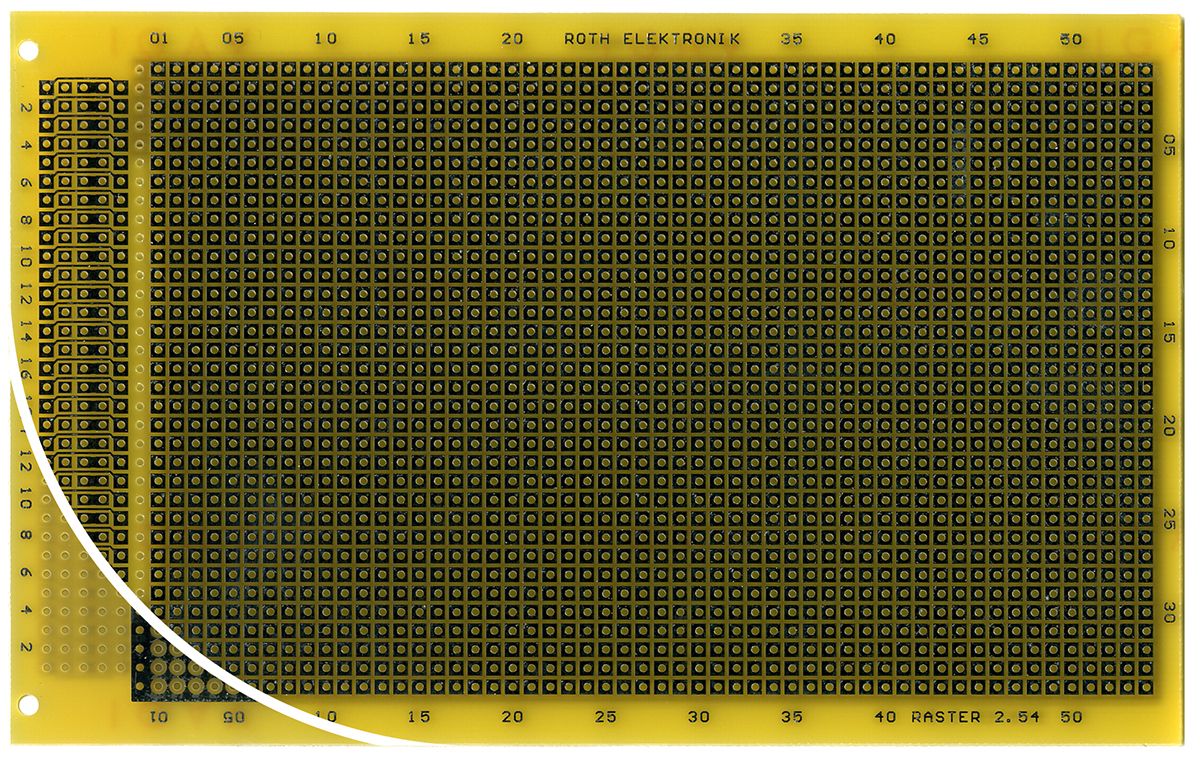 Carte matrice, Double face Roth Elektronik au pas de 2.54mm, 160 x 100 x 1.5mm, 35μm, FR4