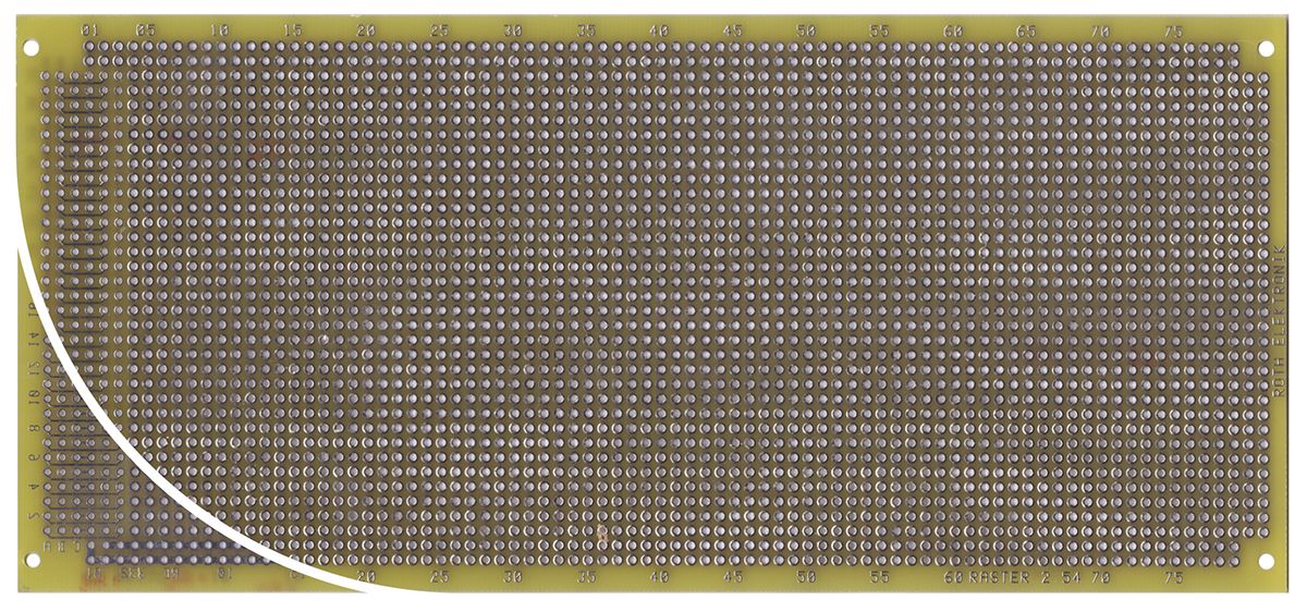 Roth Elektronik Double Sided Multibus II Board With 32 x 81 1mm Holes, 2.54 x 2.54mm Pitch, 220 x 100 x 1.5mm