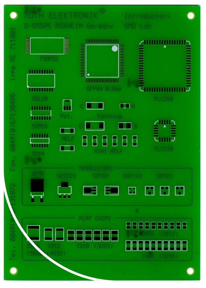 Carte d'expérimentation CMS, Simple face, 100 x 140 x 1.5mm, 35μm, FR4 and 1.5mm Board, pour 57