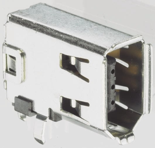 TE Connectivity 6 Way Right Angle Through Hole Firewire Connector, Socket