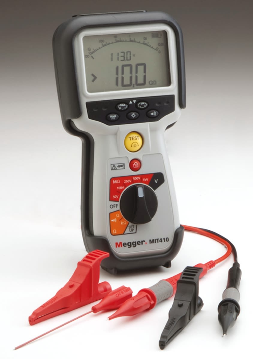 Megger MIT410 Insulation & Continuity Tester, 50V Min, 1000V Max, 100GΩ