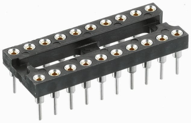 TE Connectivity, Economy 800 2.54mm Pitch Vertical 32 Way, Through Hole Stamped Pin Open Frame IC Dip Socket, 3A
