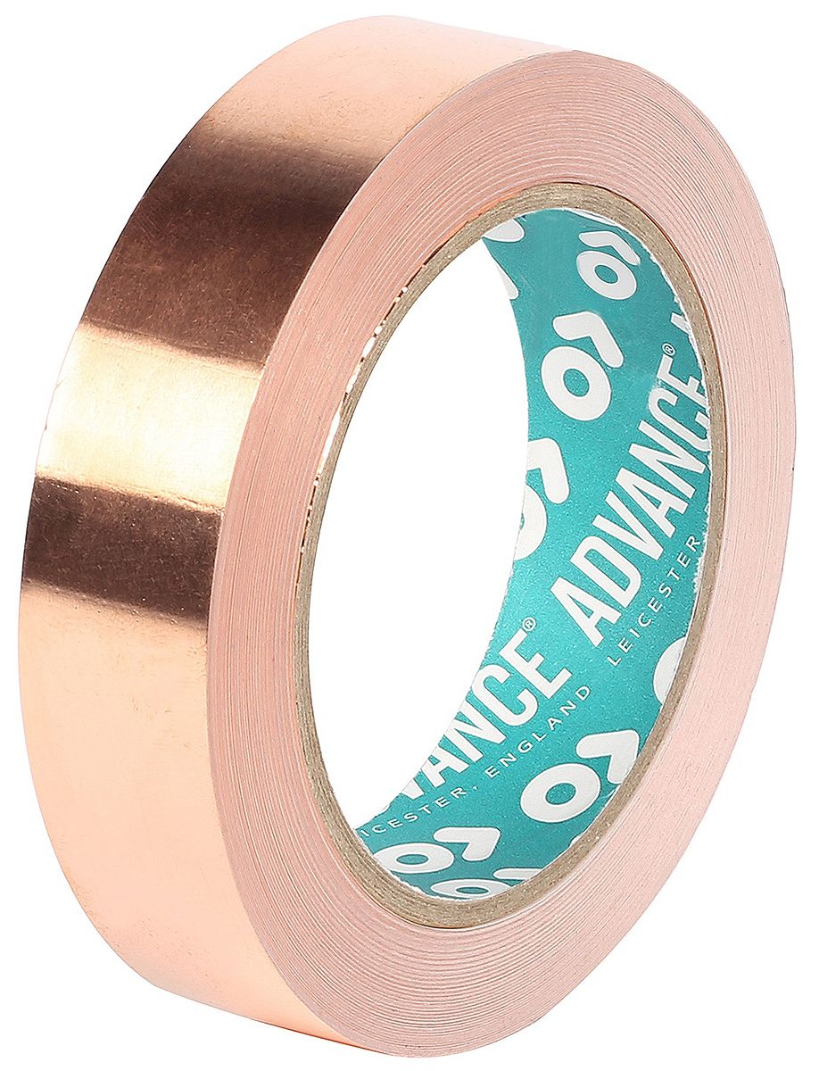 Advance Tapes AT525 Metallband Kupferband nichtleitend, Stärke 0.035mm, 10mm x 33m, -20°C bis +155°C, Haftung 4,5 N/cm