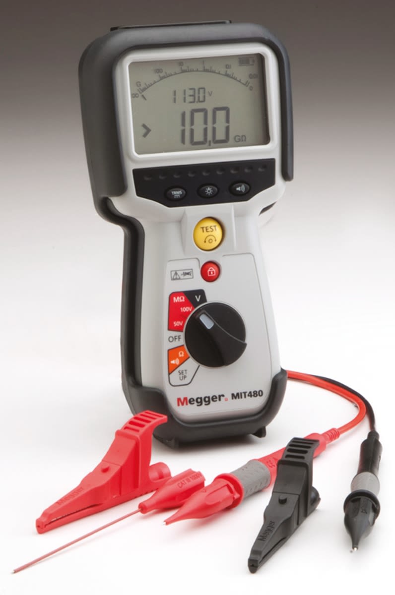 Megger MIT480 Insulation & Continuity Tester, 50V Min, 100V Max, 10GΩ ...