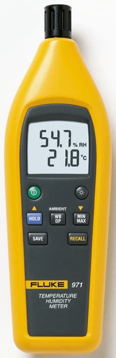 Higrómetro de mano Fluke 971, calibrado UKAS, humedad máx. 95%HR, temperatura máx. +60°C