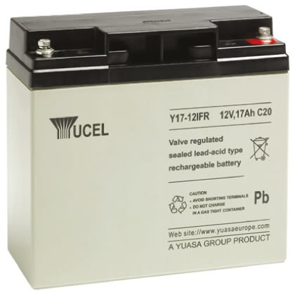 Yuasa 12V Threaded Insert Sealed Lead Acid Battery, 17Ah