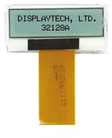 Monokróm LCD kijelző, Grafikus, LED háttérvilágítás, háttérszín: Fekete, 128 x 32pixelek