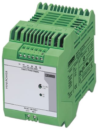 Fuente de alimentación de montaje en carril DIN Phoenix Contact, MINI-PS-100-240AC/24DC/C2LPS, 1 salida 24V dc 3.8A 100W