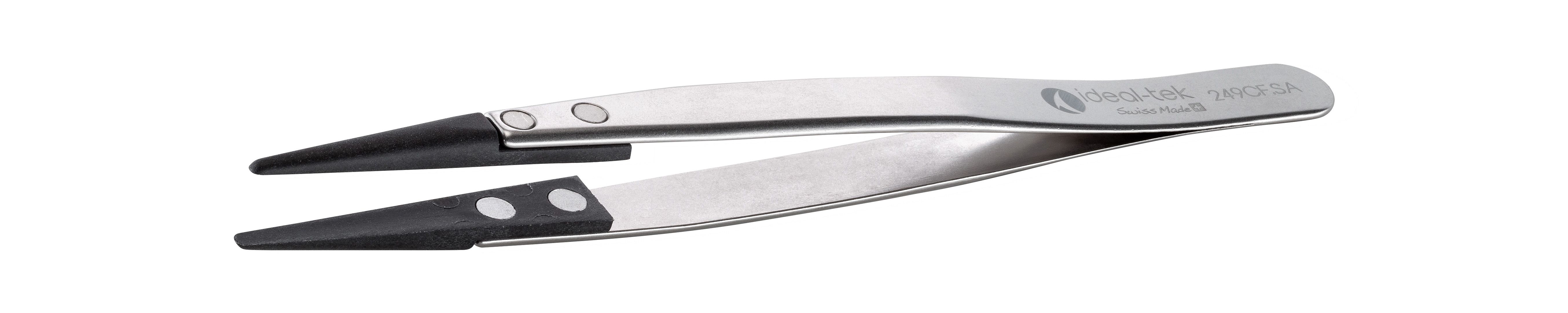 ideal-tek 130 mm, Stainless Steel' Plastic Tipped, ESD Tweezers