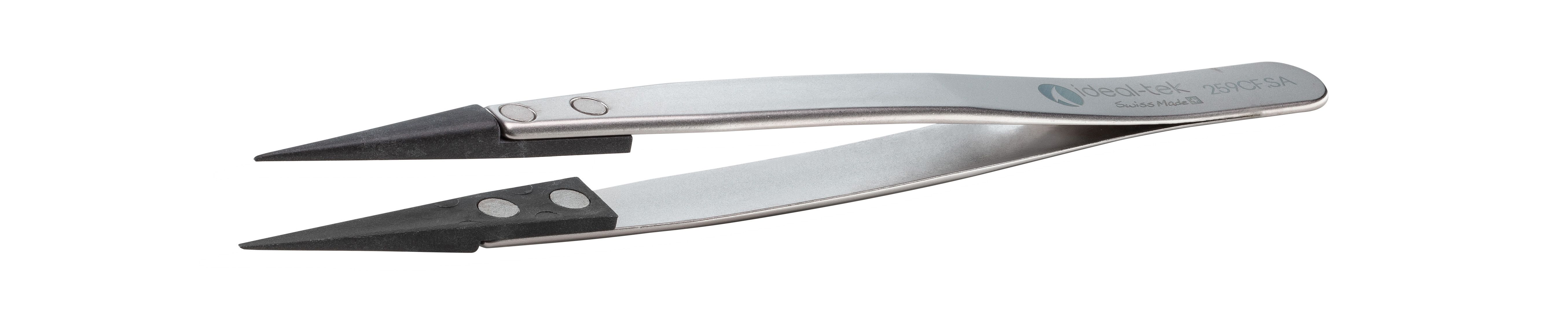ideal-tek 130 mm, Stainless Steel' Plastic Tipped, Fine, ESD Tweezers