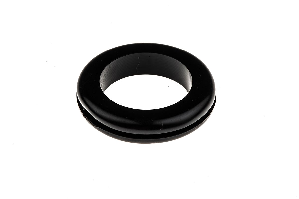 RS PRO Black PVC 31.7mm Cable Grommet for Maximum of 25mm Cable Dia.