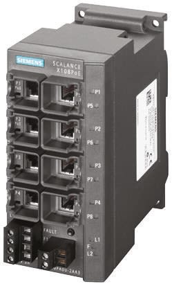 Conmutador Ethernet Siemens 6GK5108-0PA00-2AA3, 8 puertos RJ45, Montaje Carril DIN