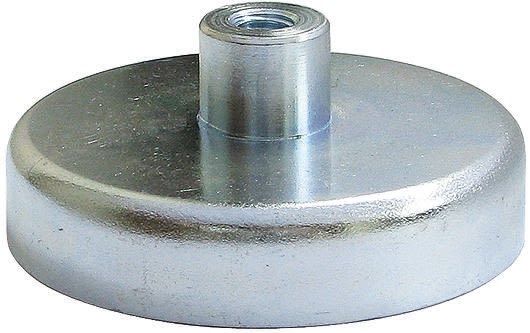 Eclipse Pot Magnet 80mm Threaded Hole M10 Ferrite, 60kg Pull