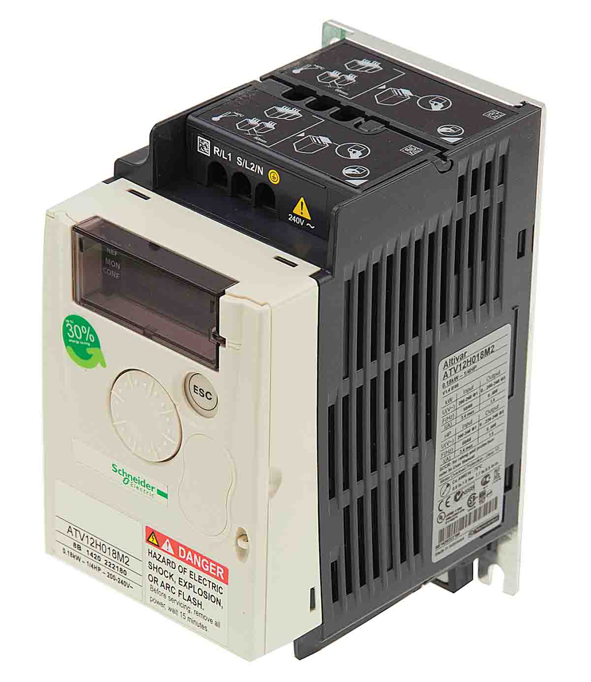 Schneider Electric ATV 21, 1-Phasen Frequenzumrichter mit Filter 0,37 kW, 110 V ac / 11,4 A, 9,3 A. 0.5 → 400Hz,