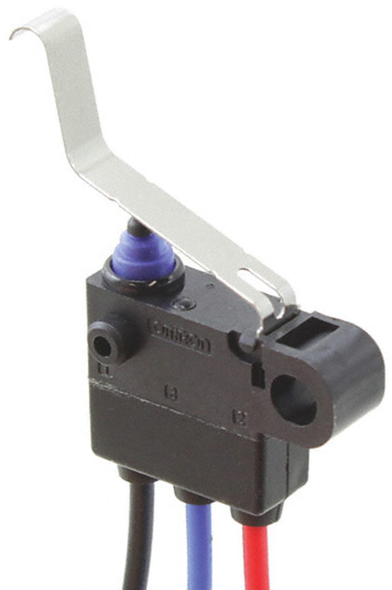 D2HWC282M Omron Long Leaf Lever Micro Switch, Prewired Terminal, 2