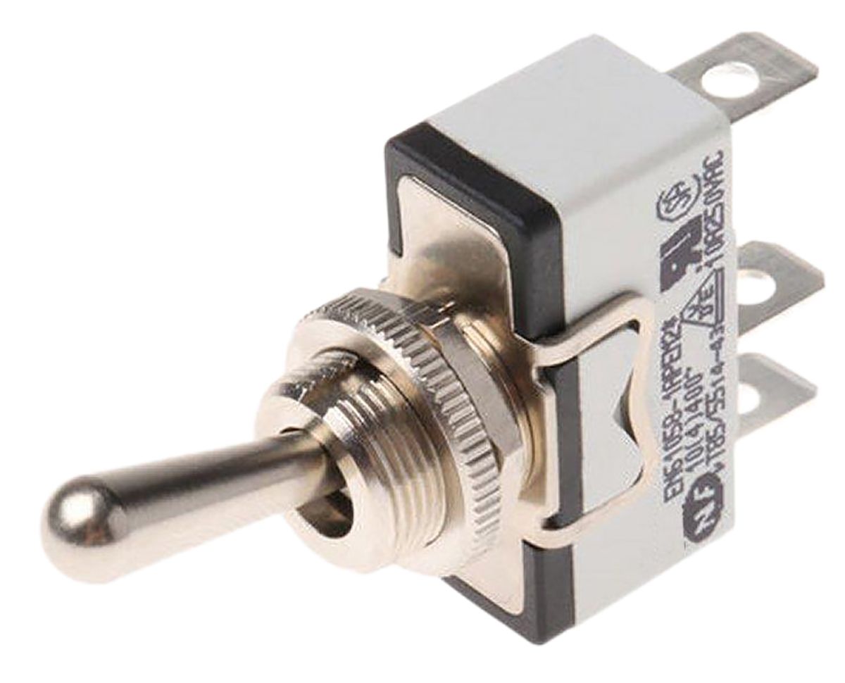 639H/2K APEM Toggle Switch, Panel Mount, OnOffOn, SPST, Solder Lug