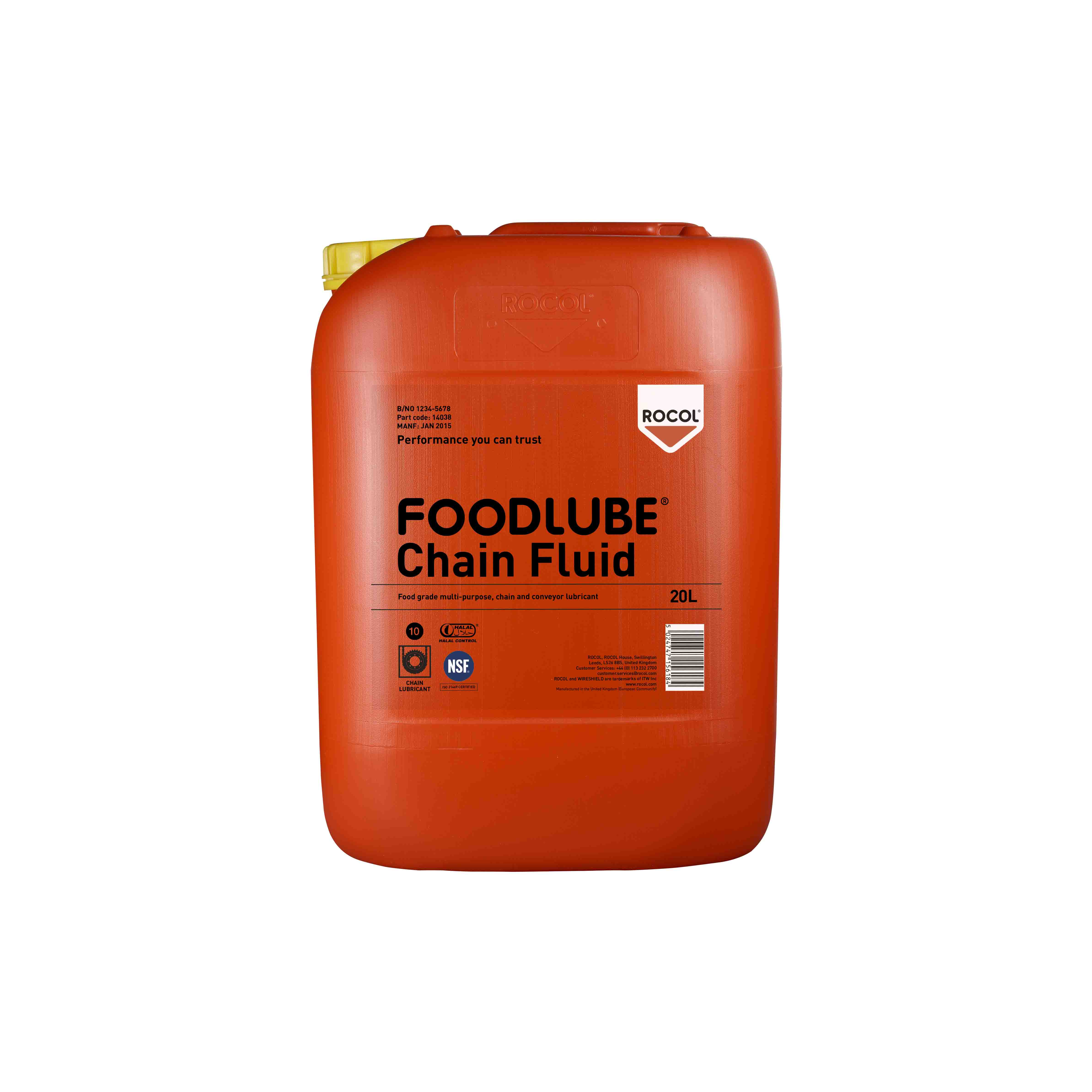Rocol Lubricant Polyalphaolefin 20 L Foodlube® Chain Fluid,Food Safe