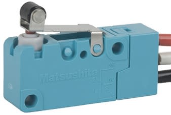 Panasonic Short Roller Lever Micro Switch, Pre-wired Terminal, 3 A @ 250 V ac, SP-CO, IP67