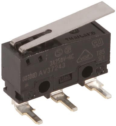 AVM37253 | Panasonic Hinge Lever Micro Switch, Left Angle PCB Terminal ...