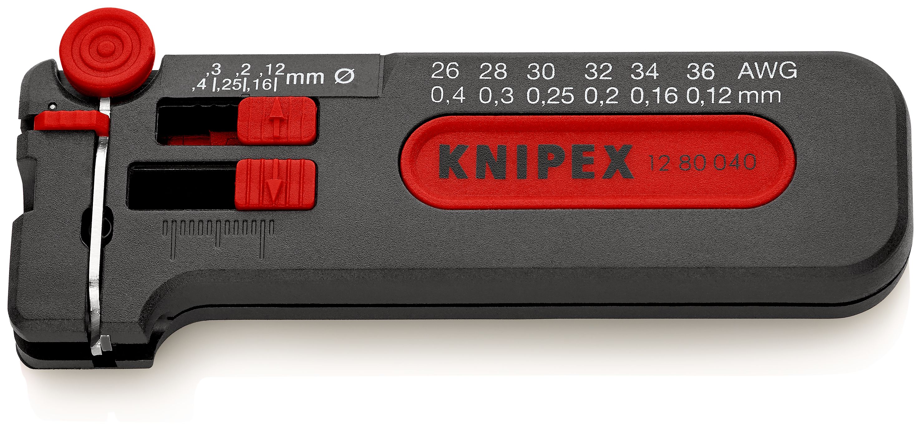 Mini-outil de dénudage 12 Knipex pour fil cuivre 0,12 → 0,4mm², long totale 100 mm