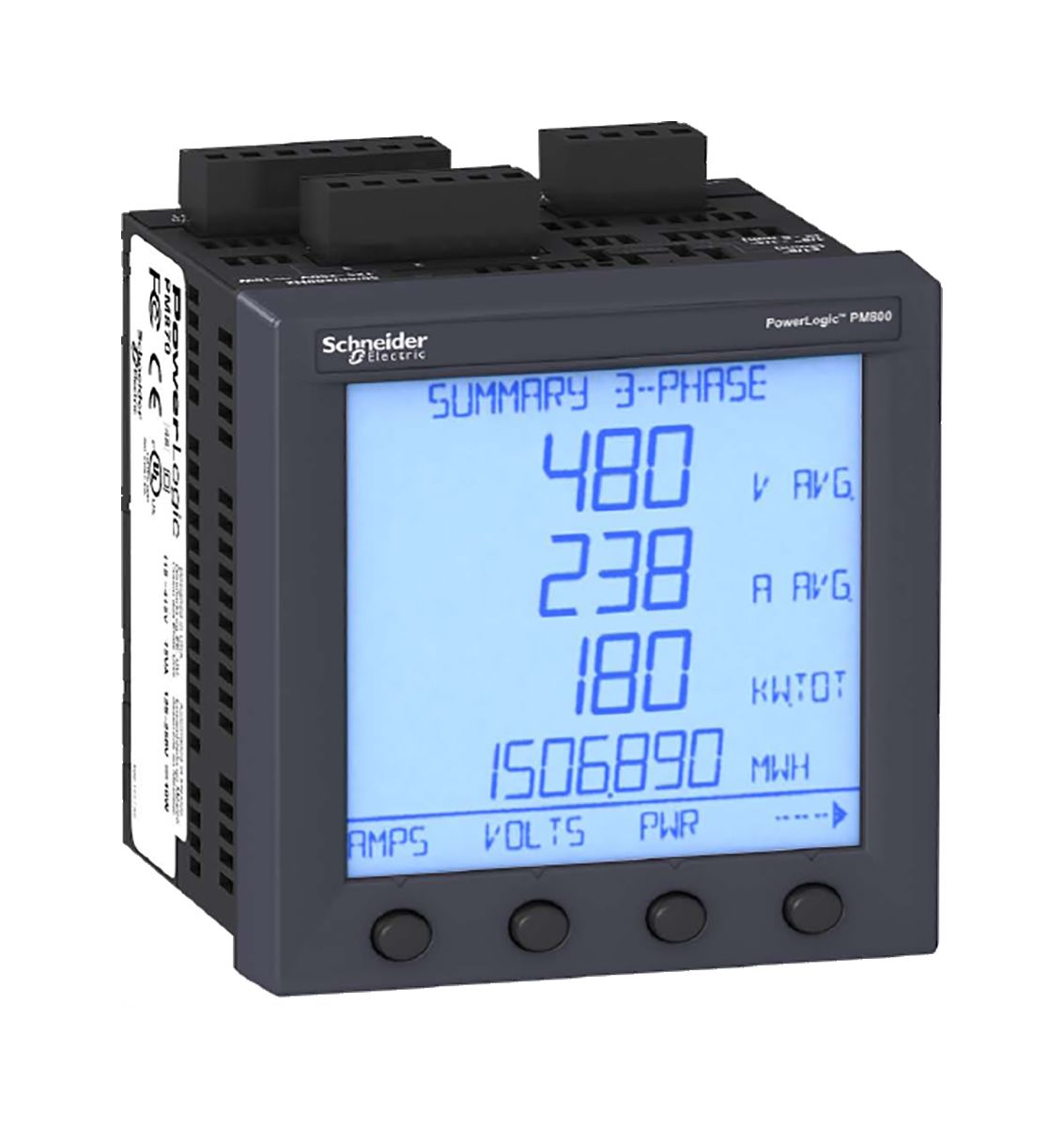 Schneider Electric PM850 Energiemessgerät LCD 92mm x 92mm, 8-stellig / 3-phasig