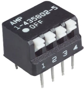 4 Way Through Hole DIP Switch SPST, Piano Actuator