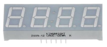 CA56-11SURKWA Kingbright 4 Digit 7-Segment LED Display, CA Red 24 mcd RH DP 14.2mm