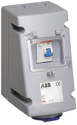 ABB, Critical & Safe IP44 Blue Wall Mount 2P+E RCD Industrial Power Connector Socket, Rated At 16A, 230 V, 2CMA168