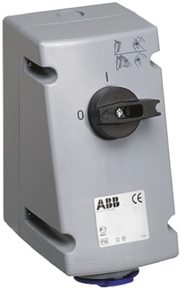 ABB Switchable IP44 Industrial Interlock Socket 2P+E, Earthing Position 6h, 16A, 250 V