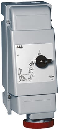 ABB Switchable IP67 Industrial Interlock Socket 3PN+E, Earthing Position 6h, 63A, 415 V