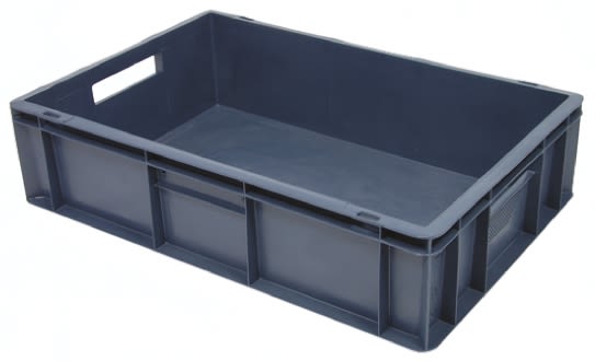 RS PRO 27L Grey PP Medium Euro Containers, 150mm x 400mm x 600mm